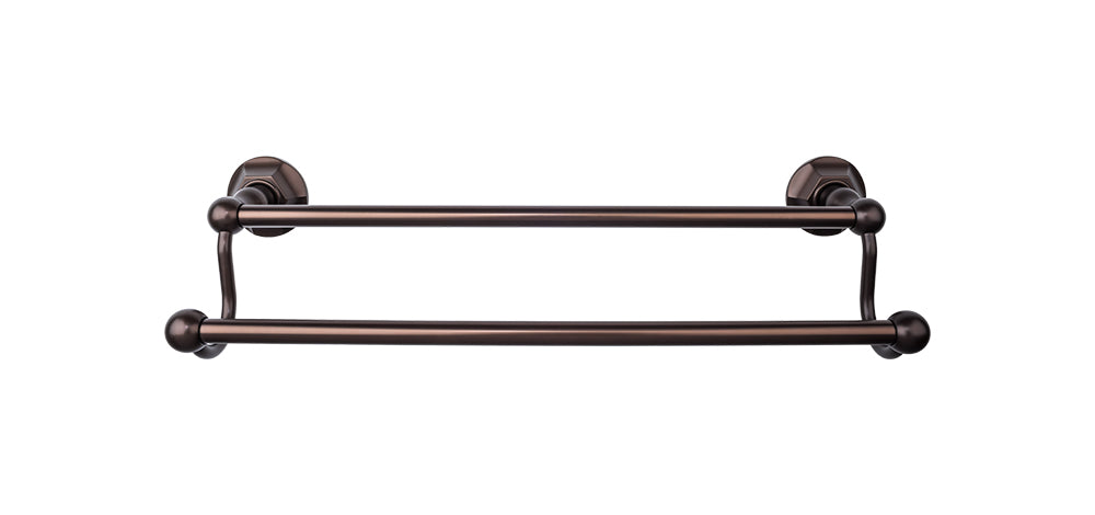 Edwardian Bath Towel Bar 30 Inch Double - Hex Backplate