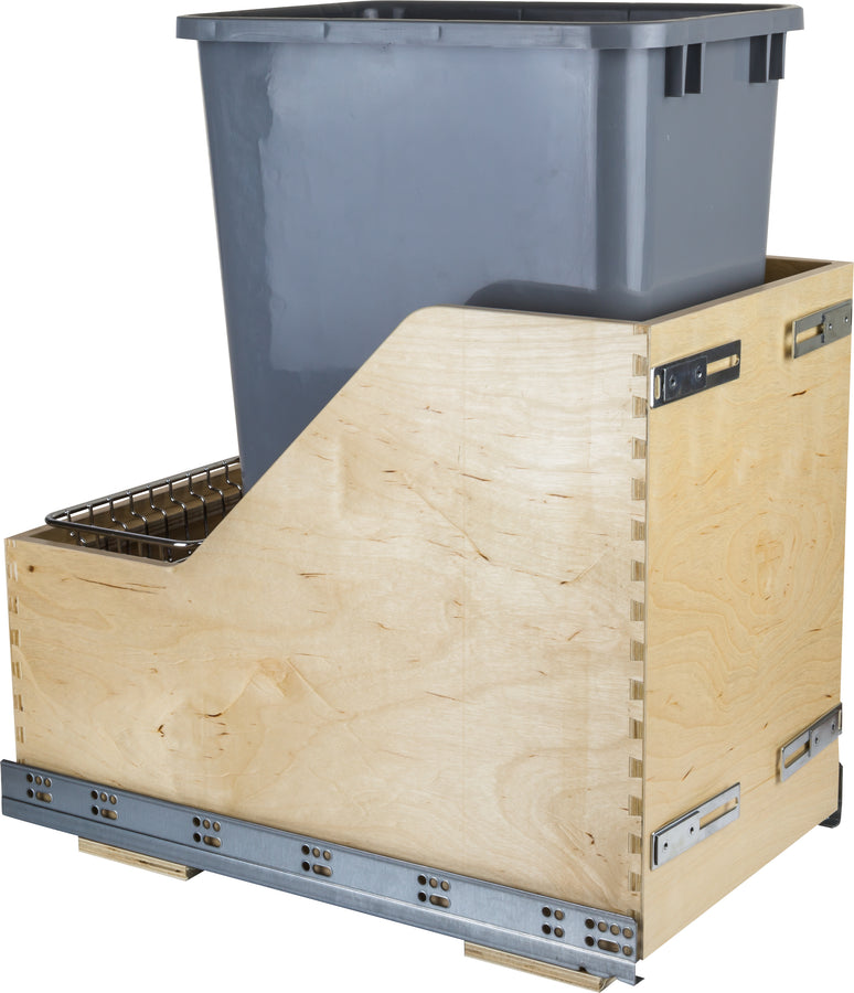Single 50 Quart Bottom-Mount Soft-close Trashcan Pullout for Door Mounting, Includes  Can