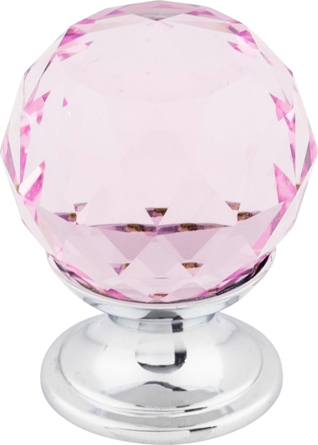 Pink Crystal Knob 1 1/8 Inch