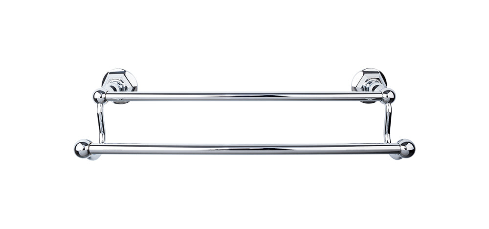 Edwardian Bath Towel Bar 30 Inch Double - Hex Backplate