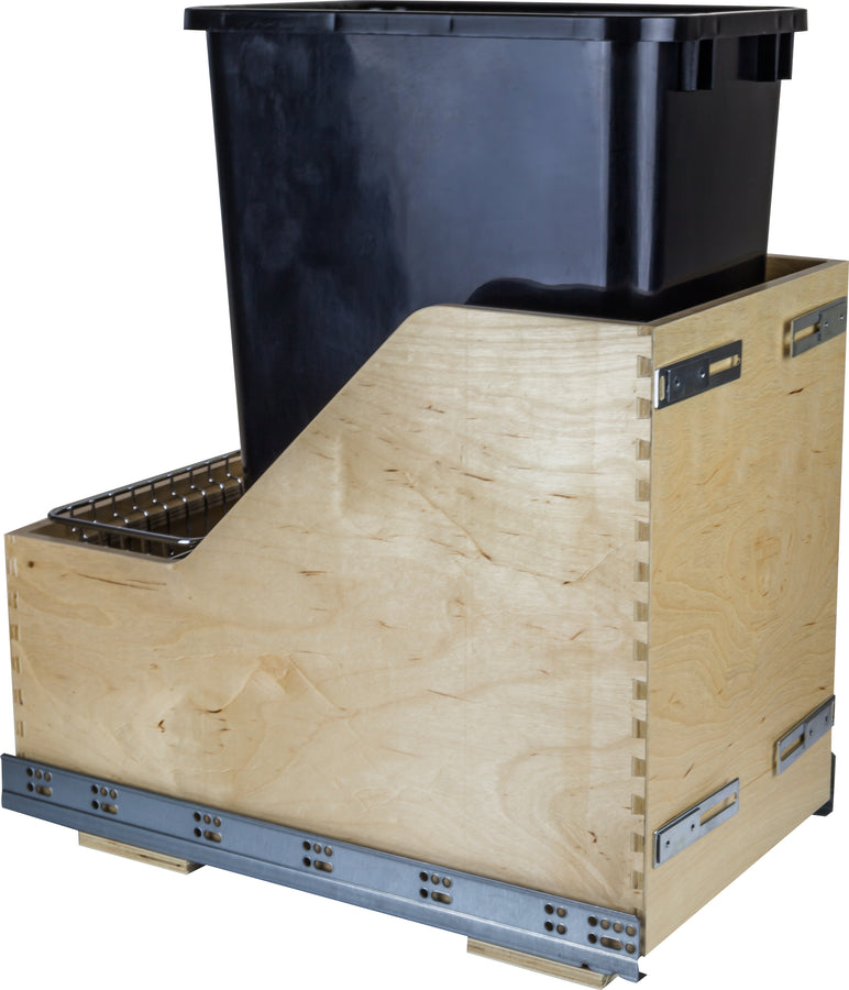 Single 50 Quart Bottom-Mount Soft-close Trashcan Pullout for Door Mounting, Includes  Can