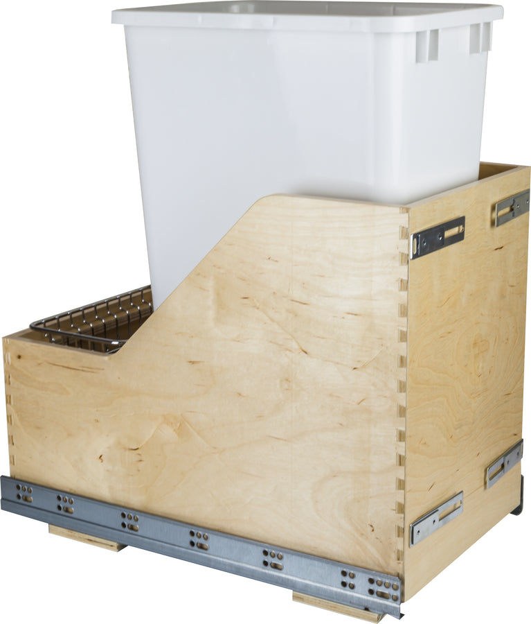 Single 50 Quart Bottom-Mount Soft-close Trashcan Pullout for Door Mounting, Includes  Can