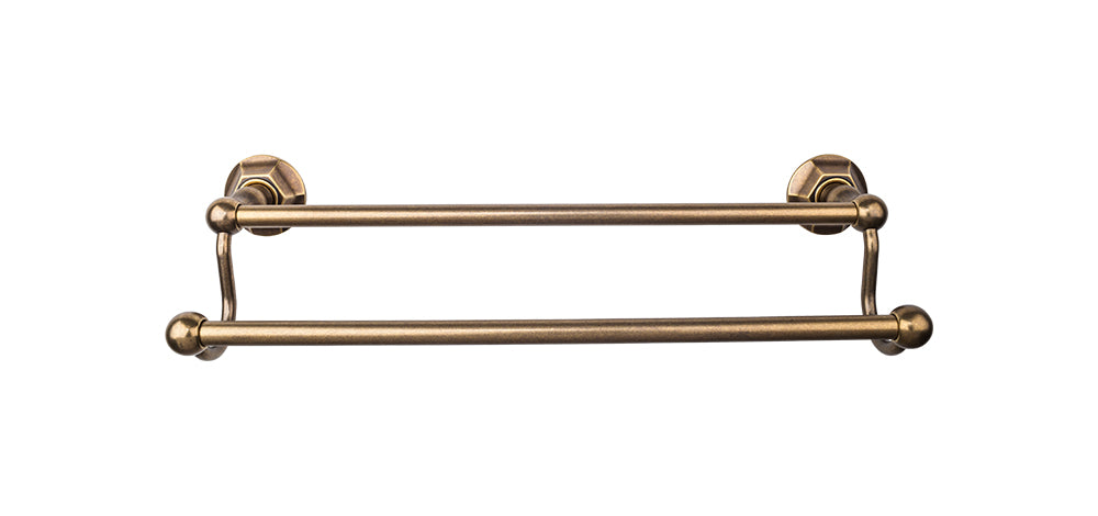 Edwardian Bath Towel Bar 24 Inch Double - Hex Backplate