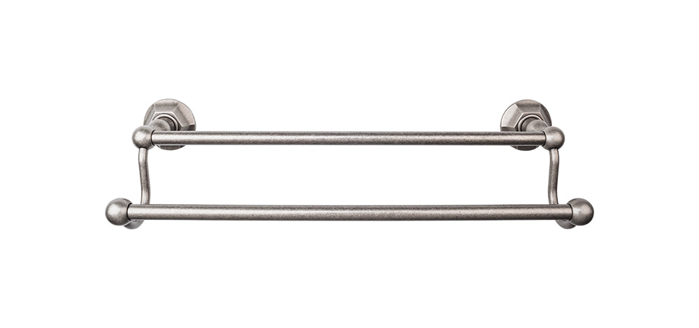 Edwardian Bath Towel Bar 24 Inch Double - Hex Backplate