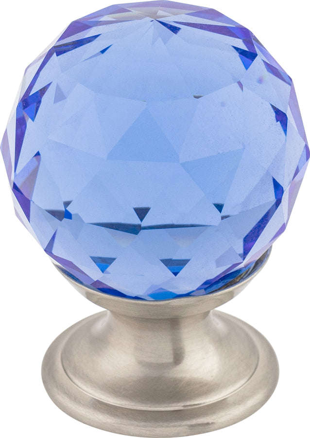 Blue Crystal Knob 1 1/8 Inch